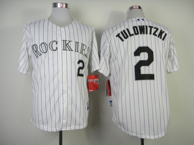 Men Colorado Rockies #2 Tulowitzki White MLB Jerseys